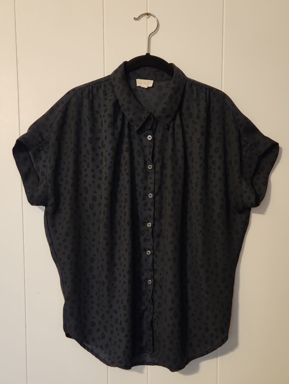 VTG Hem & Thread Ocelot Print W/Dolman Sleeves Blouse Sz M